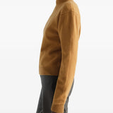 Tan hoodie, full body view