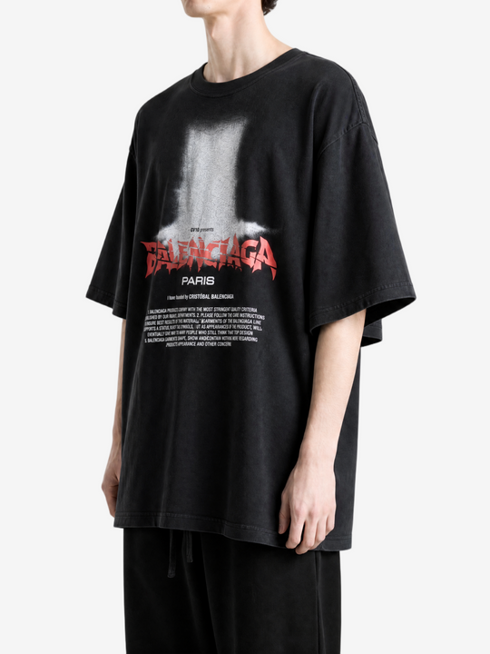 Black t-shirt worn by a person, showing the t-shirt fit