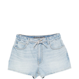Blue shorts, front view