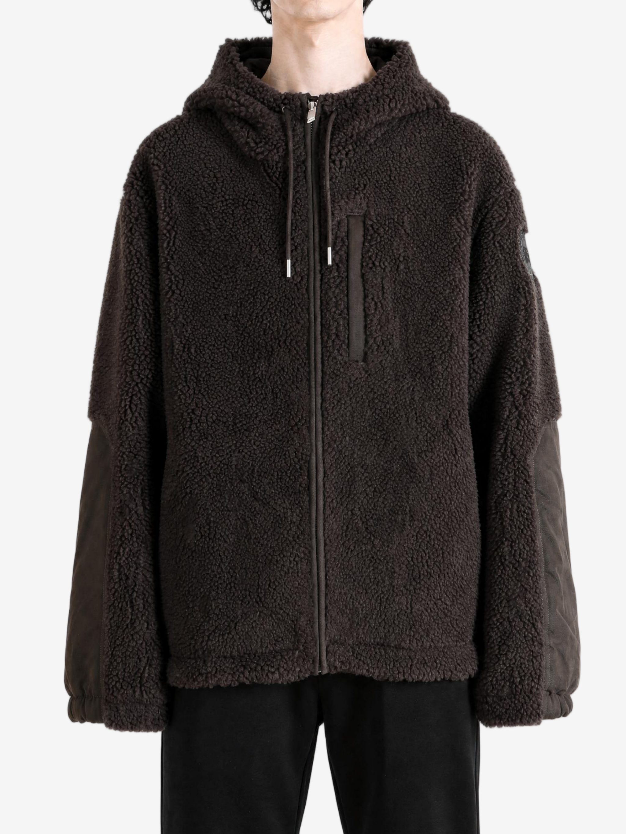 Brown hoodie, full body view