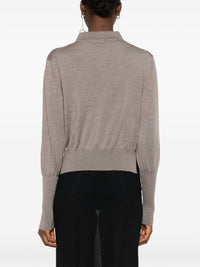 SIMONE ROCHA - Women W/Emb Merino Silk Knit Polo Cardigan