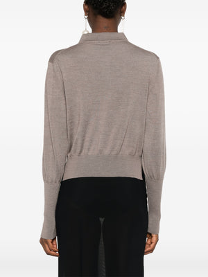 SIMONE ROCHA - Women W/Emb Merino Silk Knit Polo Cardigan