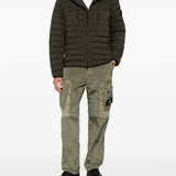 Green pants, full body view