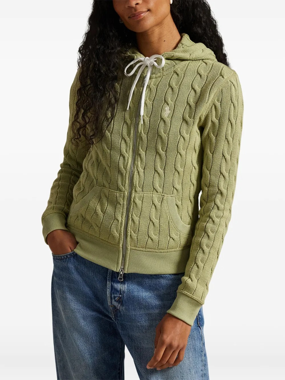 Green hoodie, front view