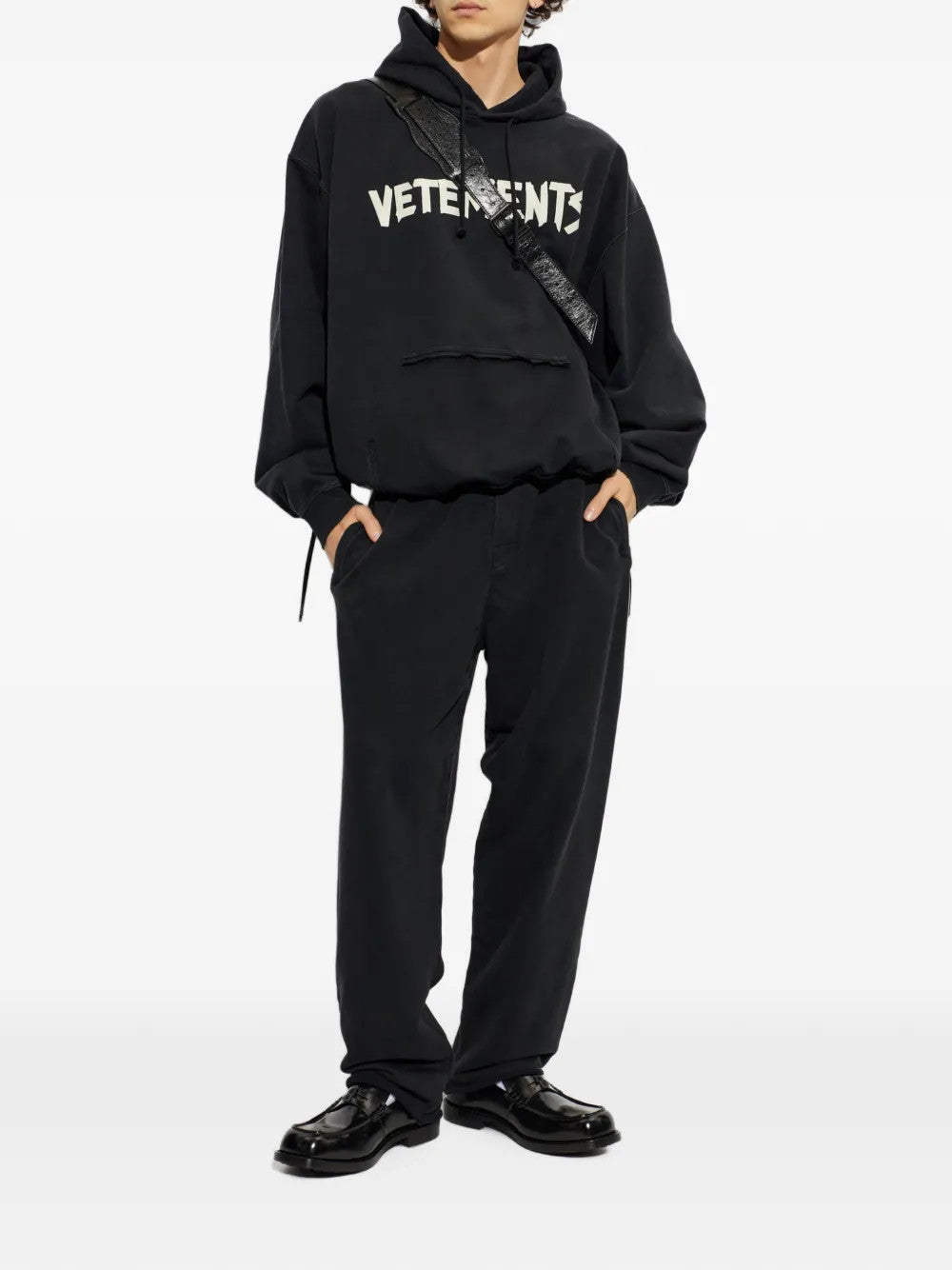 Black hoodie, full body view