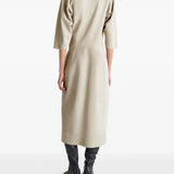 Tan dress, full body view