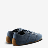 Blue sneakers, back view