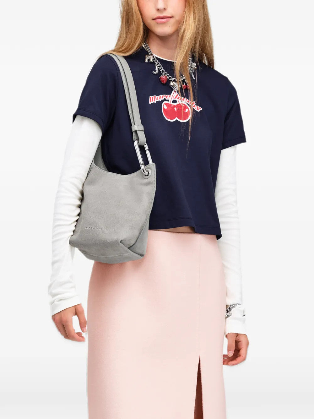 Grey bag, full body view