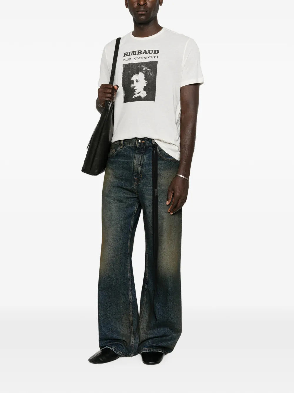 Blue pants, full body view