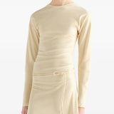 Tan dress, full body view
