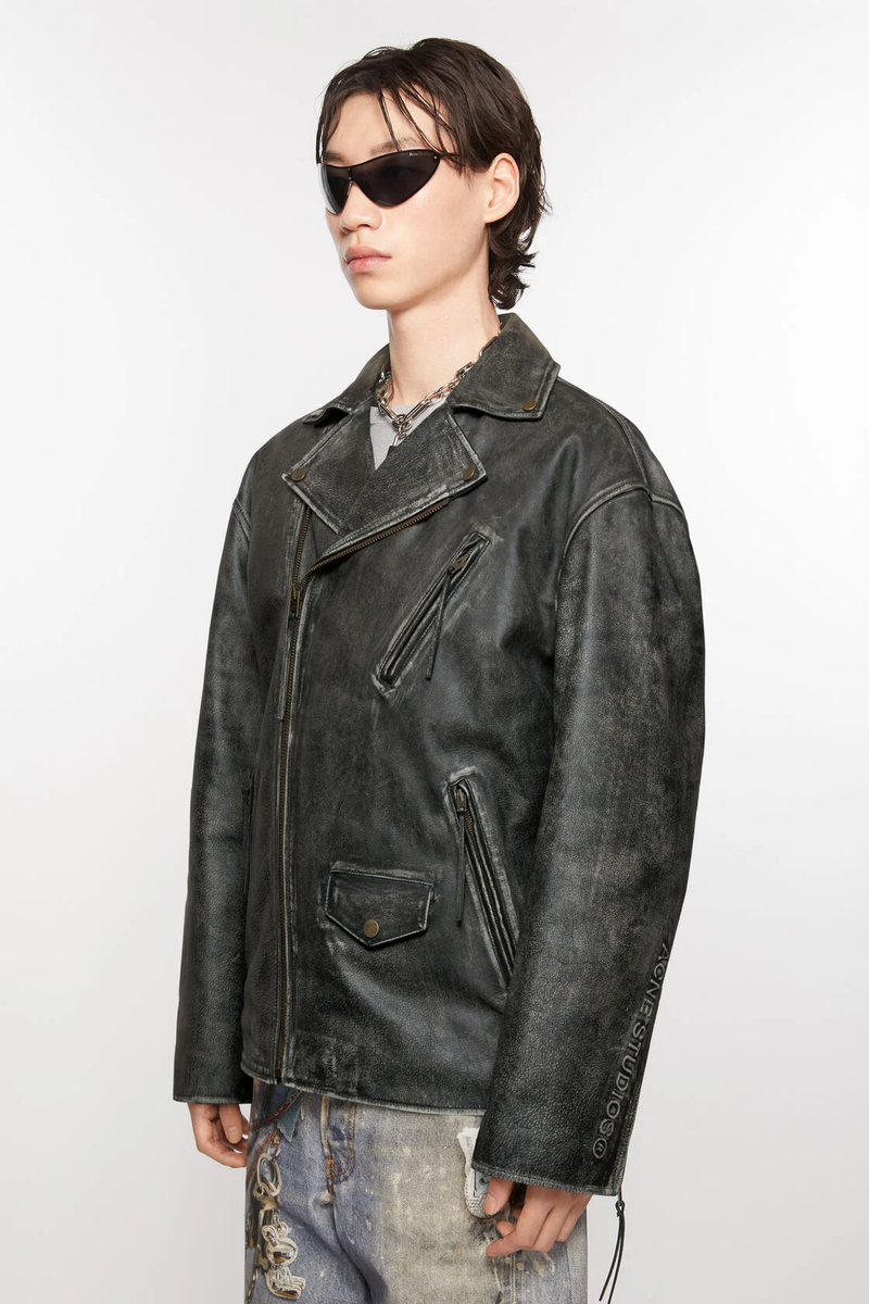 ACNE STUDIOS - Men Distressed Leather Jacket