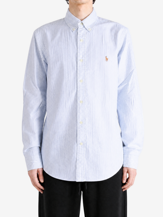 Blue shirt, full body view