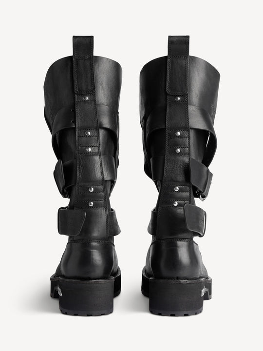 Black boot,back view