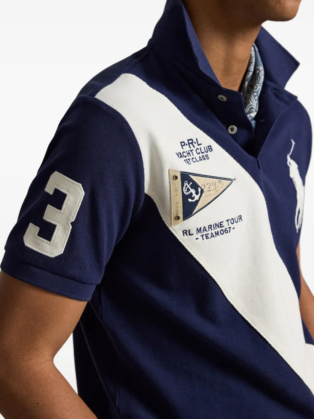 Close up of Blue shirt, showing texture of the cotton fabric