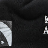Close up of Black hat, showing texture of the 100% cotton fabric