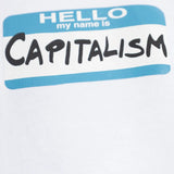 Close up of the white t-shirt, showing texture of the cotton fabric