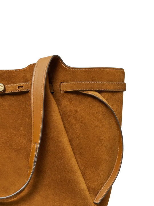 Close up of brown bags, showing texture of the blended fabric