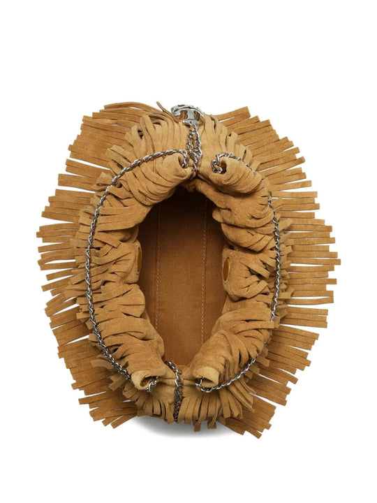 Close up of tan bags, showing texture of the nappa leather fabric