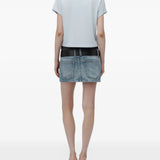 Blue t-shirt, full body view