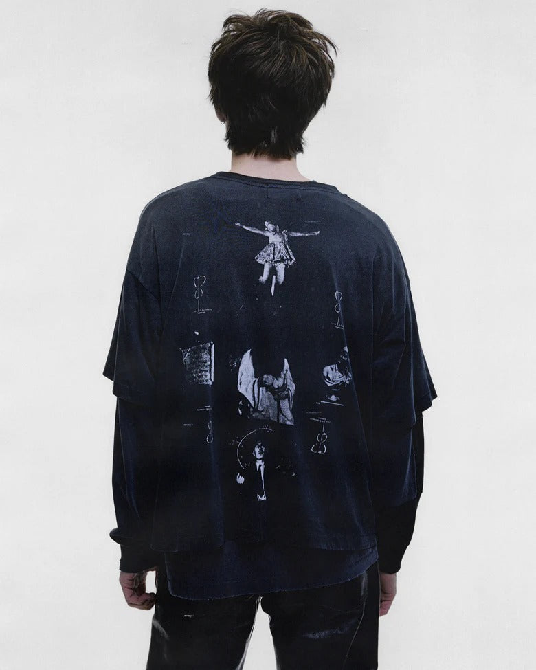 Black t-shirt, full body view