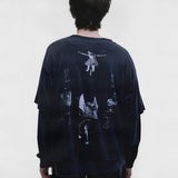 Black t-shirt, full body view