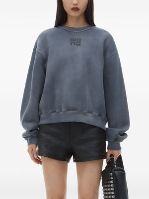 T BY ALEXANDER WANG - Women Essential Terry Crew W/ Puff Paint Logo Sweatshirt