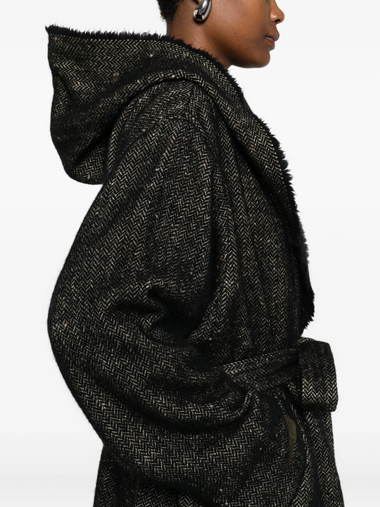 Black coat ,showing texture of the fabric