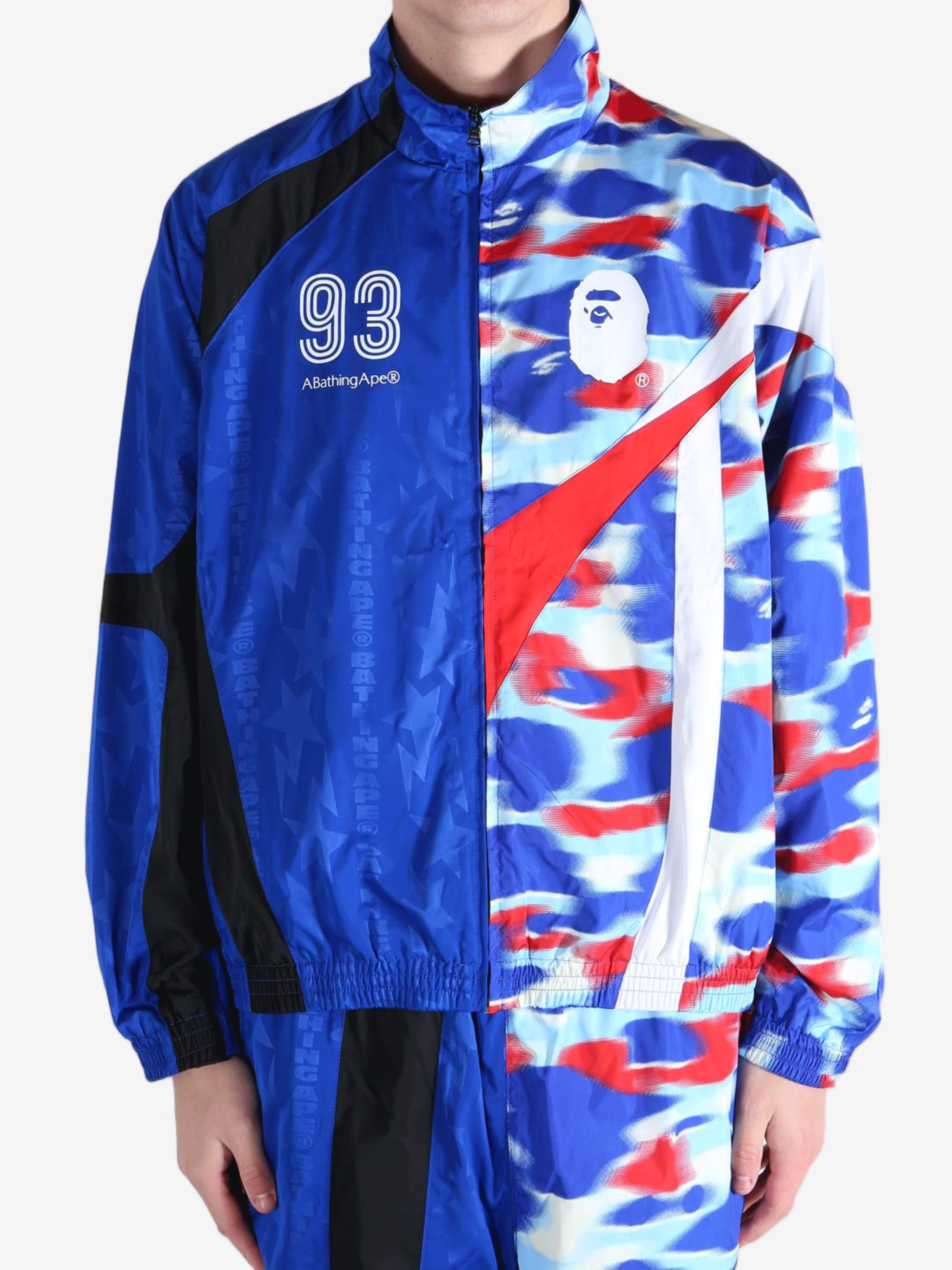 Blue jacket worn by a person,showing the jacket's fit