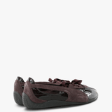 Burgundy flats, front view