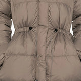 Close up of Grey jacket, showing texture of the 100% polyamide fabric