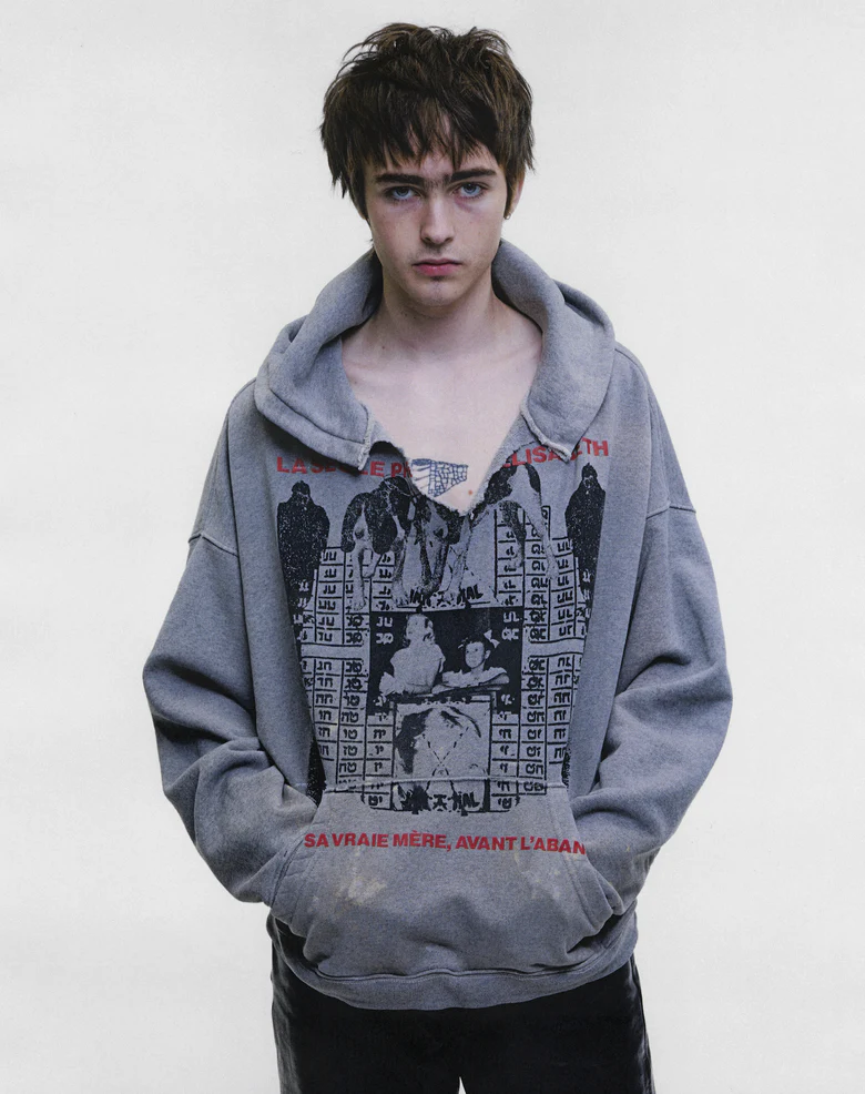 Grey hoodie, full body view