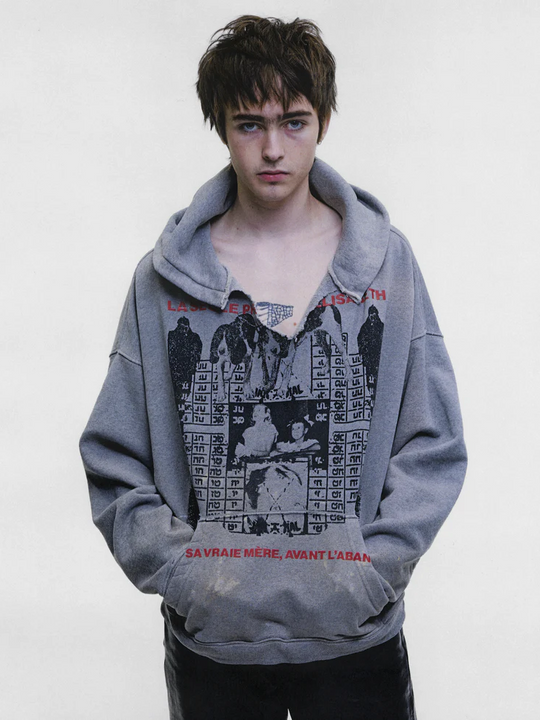 Grey hoodie, full body view