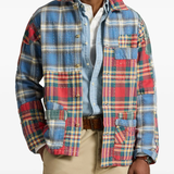 blue shirt worn by a person, showing the  shirt fit