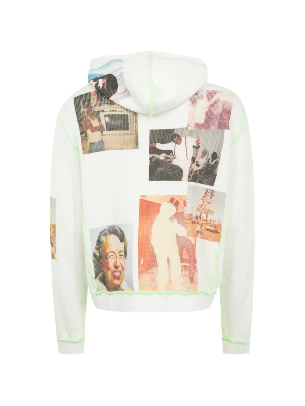 White hoodie, back view