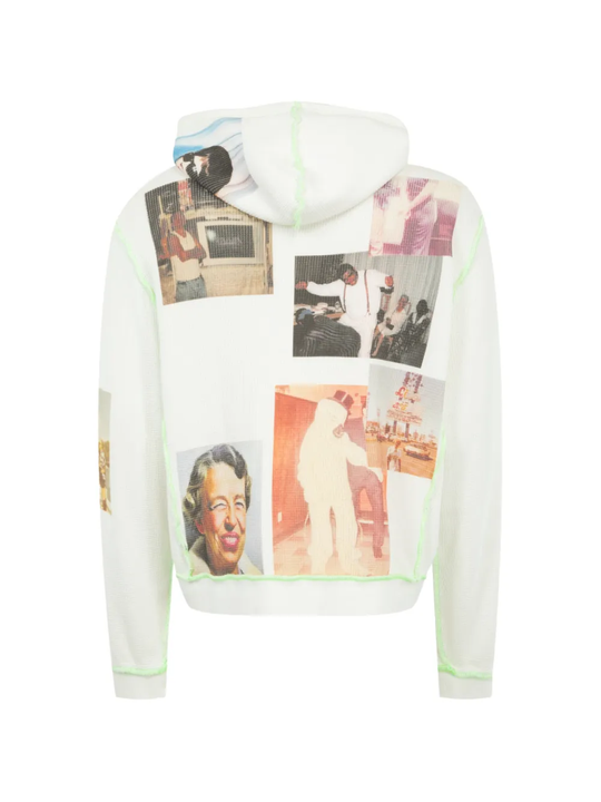 White hoodie, back view