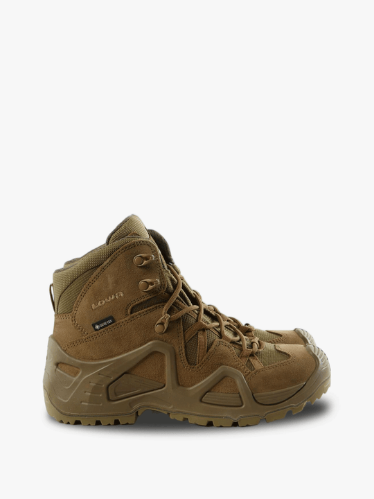 Tan boots, side view
