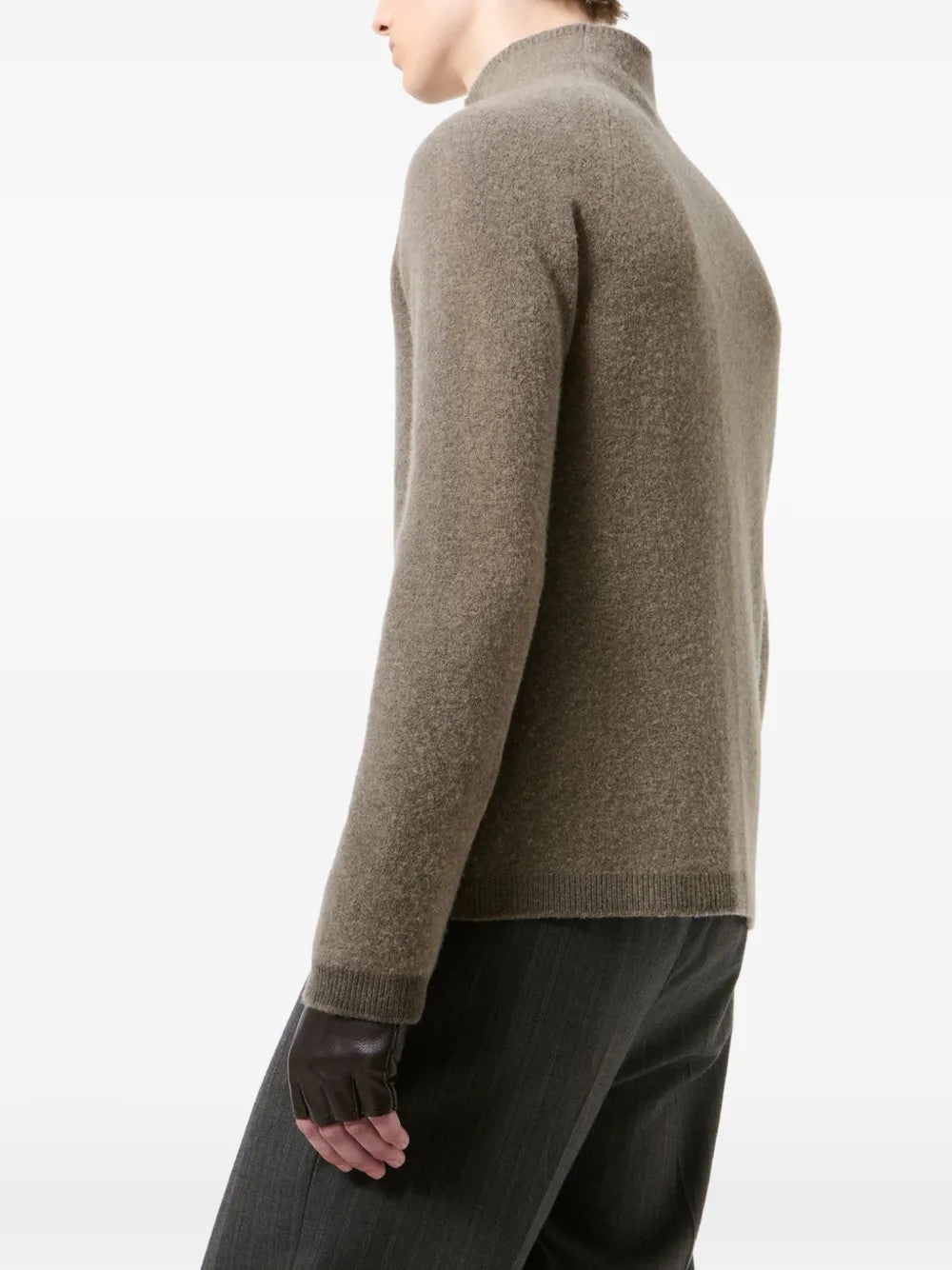 Brown knitwear, full body view