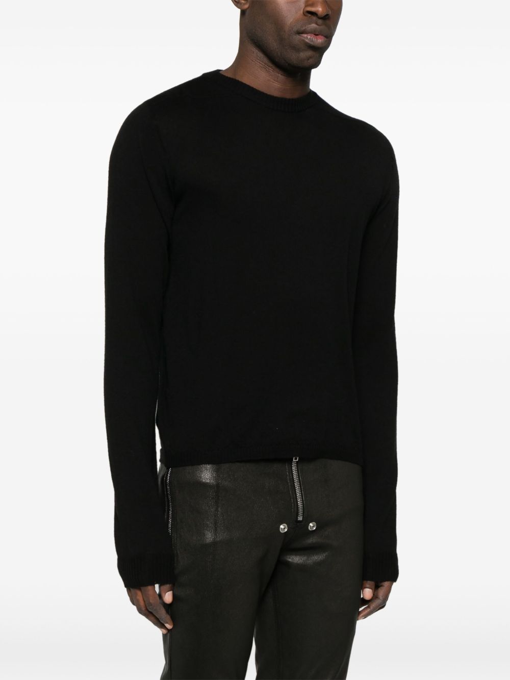 RICK OWENS - Men Cropped Biker Round Neck Sweater