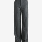 Grey pants worn by a person, showing the pants fit