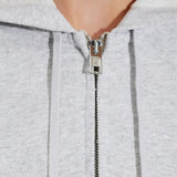 Close up of Grey top, showing texture of the 100% cotton fabric