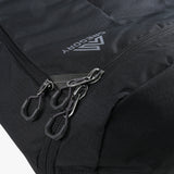 Close up of black bag, showing texture of the polyester fabric