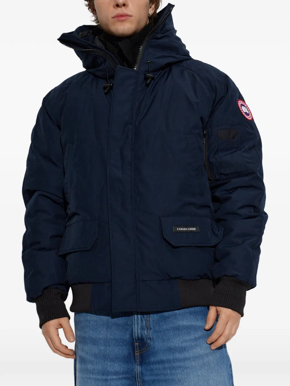 Navy jacket, front view