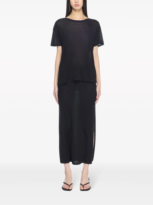 Black t-shirts, full body view
