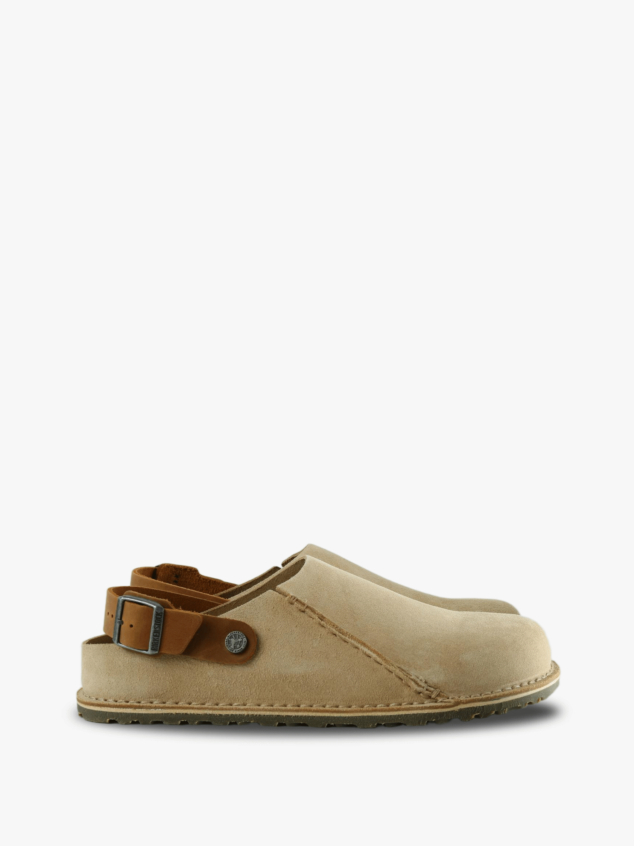 Tan sandals, side view