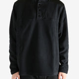 Black sweatshirt worn by a person, showing the sweatshirt's fit