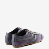 Purple sneakers, back view