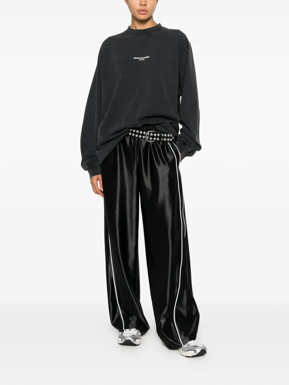 Black t-shirt, full body view
