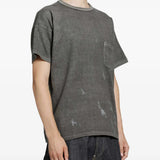 Grey t-shirt worn by a person, showing the t-shirt fit