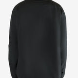 Black cardigan worn by a person, showing the cardigan's fit