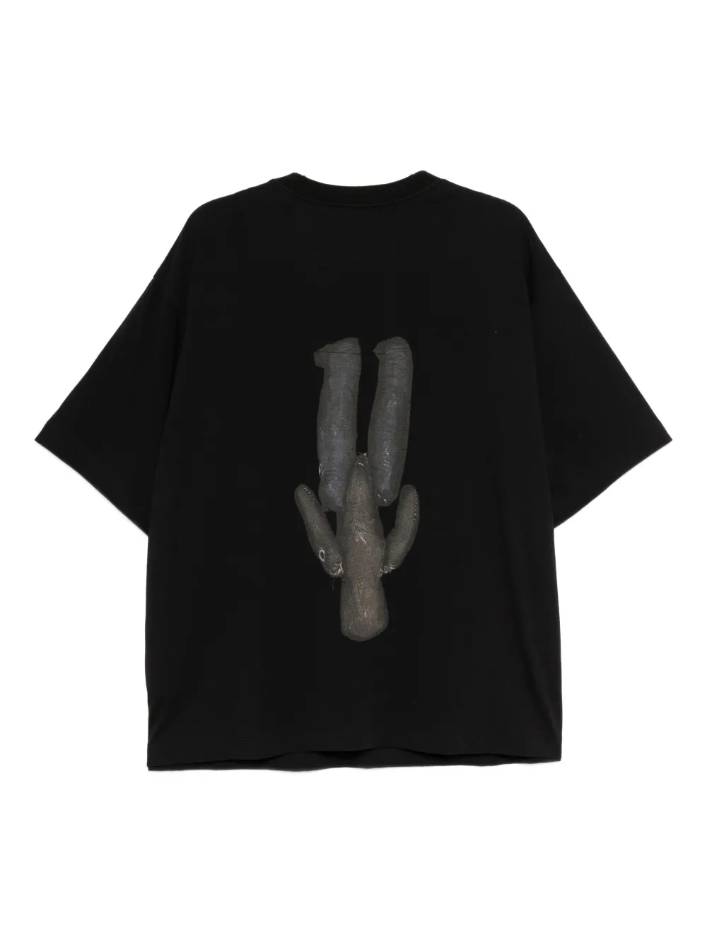 Black t-shirt, back view